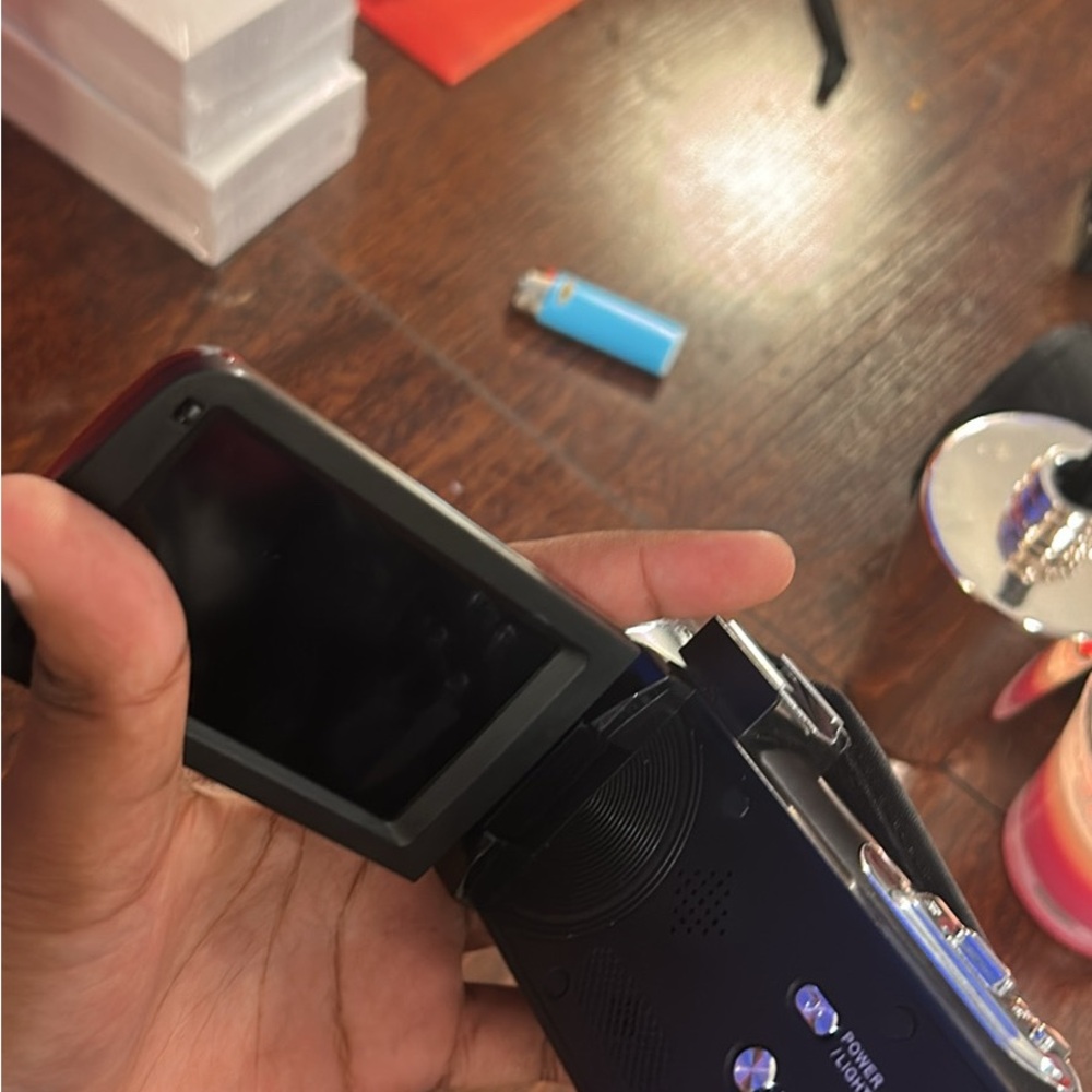 Black Camcorder with Flip Screen